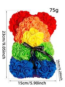 2/1 Pc, 9.25*15.5inch Rose Teddy Bear Decoration, Miniature Foam Bear Cute Home Decor, Romantic Artificial Flower Design, Suitable For Valentine's Day, Wedding, Birthday, Window Display, Desktop Decor, Perfect Gift For Family & Friends Gifts Graduation