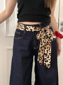 1pc Leopard Print Non-Woven Fabric Head Scarf, Retro Style Narrow Long Skinny Neckerchief, Fashion Headband, Waistband, Accessories, Valentine's Day & Birthday Gift' - Multicolor - View 2