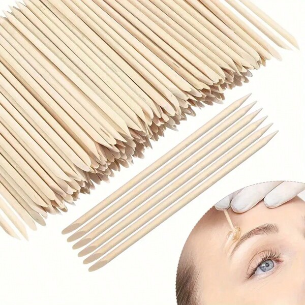 50/100pcs Wooden Waxing Sticks Mini Applicators For Hair Removal, Wax Spatulas For Facial, Lip, Nose, Eyebrow, Home & SPA Use With Precision Pointed Tip For Smooth Skin