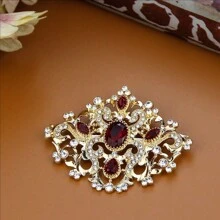 1 Stück goldfarbene türkische traditionelle Brosche für Frauen, Kristall-Schal-Nadel mit Cut Out ausgeprägtem arabischem Blumenmuster, Braut-Hochzeits-Party-Accessoire, Geschenk für Sie