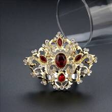 1 Stück goldfarbene türkische traditionelle Brosche für Frauen, Kristall-Schal-Nadel mit Cut Out ausgeprägtem arabischem Blumenmuster, Braut-Hochzeits-Party-Accessoire, Geschenk für Sie