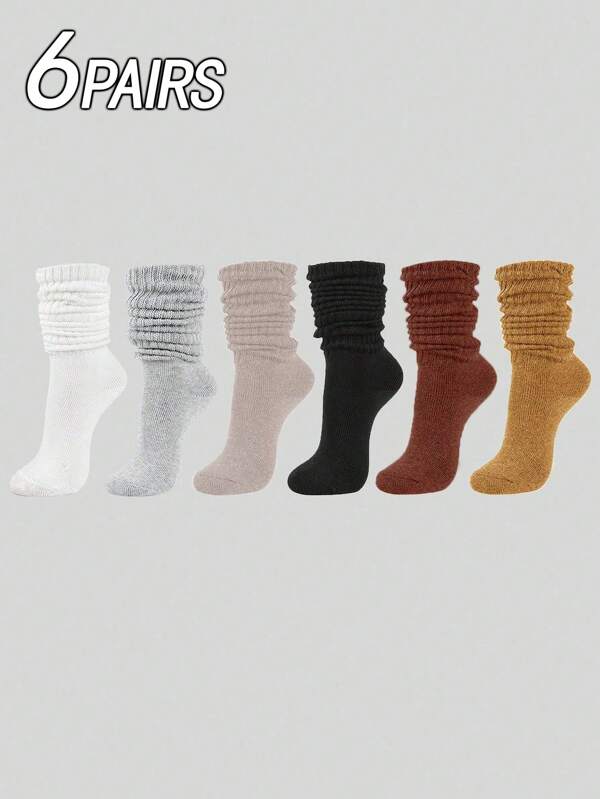 6 Pairs Women's Fall Winter Slouch Knit Socks Slouchy Socks Women Scrunch Socks Women Scrunchie Socks Crew Socks Mother's Day
