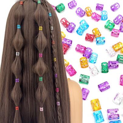 Bộ phụ kiện tóc nhiều màu sắc 100 món, thích hợp cho tóc tết và tóc dreadlocks, bao gồm hạt cườm, dây buộc tóc, kẹp tóc và băng đô kim loại có thể điều chỉnh.