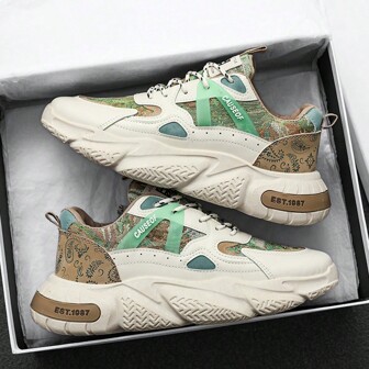 2025男士奢华高跟厚底休闲鞋，新款小众潮流运动鞋，低帮户外双色平带舒适韩版时尚厚底运动鞋，透气运动鞋，休闲帆布鞋，新款时尚男士学生鞋