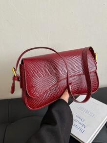 时尚潮流女士斜挎包，简约休闲，适合日常穿着 - 酒紅色 - 查看 4