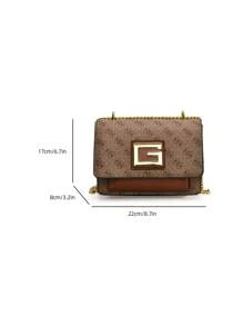 1pc Bolsa Bolsa 2024 Nova Moda Cor Sólida Coringa Quadrado Retro Impresso Corrente Bolsa Mensageiro 2024 Nova Moda Ocidental Bolsa de Ombro Bolsa de Axila Bolsa Mensageiro Bolsas