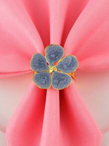 Juego de 4/6 Anillos para servilletas con flores, Portaservilletas para eventos de boda, Anillos para servilletas con flores de 5 pétalos frescos para decoración de mesa