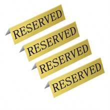 2/4/6 Pcs Gold Metal Tabletop Reserved Signs, Family Wedding Reserved Place Cards, Engagement And Reception Table Setting Cards, Waterproof Double Sided Seat Reservation Signs For Restaurants, Banquets, Weddings, Birthday Parties, Ceremonies And Events, Conference Rooms, Pre- Leave Table Decoration, Wedding Decoration, Double Sided Tent, Restaurants Best Gifts
