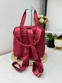 Bolsa Mochila Feminina Impermeavel Nylon Transversal De Mao - Vinho - Visão 3