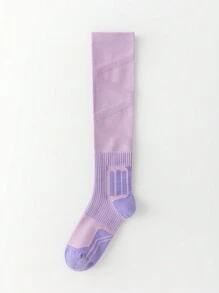 1 Pair Women's Functional Compression Calf Socks, Professional Athletic Fitness Running Jumping Rope Long Socks With Cushioning