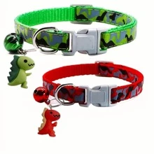 1 pieza Collar ajustable para mascotas con campana y pequeño juguete de dinosaurio, disponible en varios colores, adecuado para gatitos, cachorros y animales pequeños - Multicolor - Ver 15