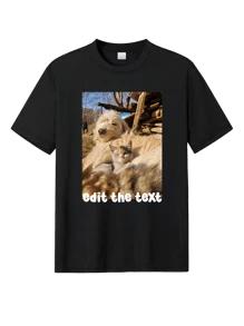 Customized Personalized Loose Round-Neck Men's Casual T-Shirt - Add Your Own Images And Your Text (Family Photo/Selfie/Pet Photo/Friend Photo/Lover Photo/Girlfriend Photo/Gifts/Logo For Couples/Customizable Tee For Husband Or Boyfriend Or Girlfriend) To Design Your Personalized Printed T-Shirt