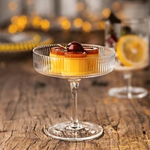 4 pezzi di bicchieri vintage da 10 once soffiati a mano Montex, bicchieri rigati per martini espresso, champagne, cosmopolitan per feste