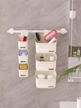 1个多层悬挂式化妆品收纳篮，壁挂式浴室收纳篮，可收纳化妆刷、吹风机、发夹、内衣、牙膏、牙刷、梳子、香皂等 - 多功能收纳篮，可扩展，节省空间，是理想之选，也可作珠宝盒、收纳袋、化妆刷架、化妆刷收纳盒、香水收纳袋、化妆包等，是送给女性的礼物，也是圣诞礼物和送礼佳品。
