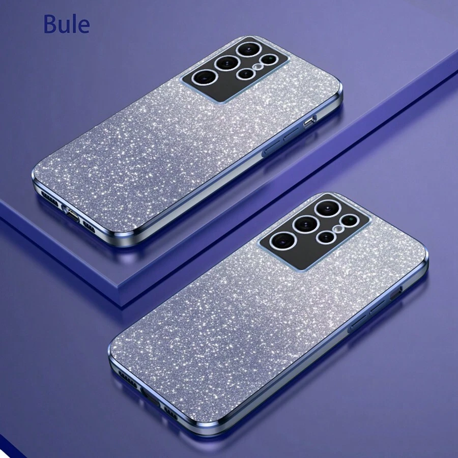 1个渐变闪光手机壳，兼容 16、17，Galaxy A04E、A05S、A06、A07、A12、A13、A14、A15、A16、A17、A21S、A22、A23、A24、A32、A33、A34、A35、A53、A54、A73、S10、S20、S21、S22、S23、S24、S25 Ultra、Note 20、Note 7/8/9/10/11/12/13/14、9/10/12/13C/14C、MOTO、Honor、HW、Reno 7，防震保护壳，国际版，非国内版 - 藍色 - 查看 1