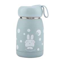 Garrafa de café isolada a vácuo de 320 ml/10,8 oz, mini caneca a vácuo fofa, mini caneca de viagem de aço inoxidável, garrafa de leite para chá Magic Rabbit, garrafa pequena de água para bebidas quentes e frias, xícara de chá de viagem com alça, caneca de café isolada a vácuo à prova de vazamento