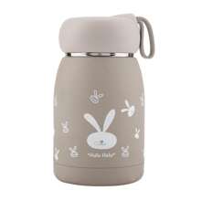 Garrafa de café isolada a vácuo de 320 ml/10,8 oz, mini caneca a vácuo fofa, mini caneca de viagem de aço inoxidável, garrafa de leite para chá Magic Rabbit, garrafa pequena de água para bebidas quentes e frias, xícara de chá de viagem com alça, caneca de café isolada a vácuo à prova de vazamento