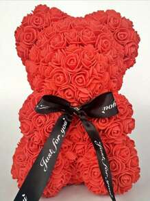 2/1 Pc, 9.25*15.5inch Rose Teddy Bear Decoration, Miniature Foam Bear Cute Home Decor, Romantic Artificial Flower Design, Suitable For Valentine's Day, Wedding, Birthday, Window Display, Desktop Decor, Perfect Gift For Family & Friends Gifts Graduation
