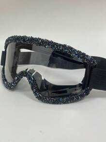 Gafas de esquí decoradas con strass, a prueba de viento, para ciclismo y motocicleta, antivaho para el invierno, gafas de esquí y snowboard, máscara de esquí, accesorios de moda para Halloween y playa