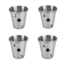 2/4/6/8盎司，葡萄酒杯，扑克图案304不锈钢葡萄酒杯，2盎司，现代简约风格，KQ扑克元素直筒不锈钢杯，办公休闲两用，圆柱形便携防漏304不锈钢杯，春季野餐必备，情人节派对必备，营造氛围 - 彩色 - 查看 13