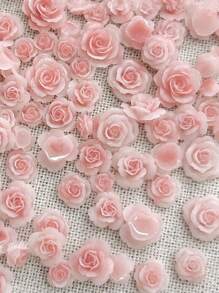 50pcs Mixed Size Retro Rose Resin Carved Camellia Flower Nail Art Decorations, Including Roses, For Nail Accessories (Nails NOT Included) DIY Nail Charms Nail Gems Nail Supplies