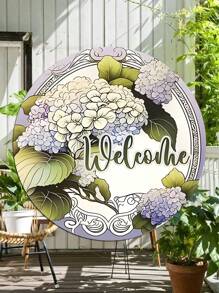 1 pieza Cartel de bienvenida de madera clásico con diseño de narcisos - Decoración de pared para entrada, tema floral multiusos, decoración de habitación sin electricidad, decoración de jardín, decoración de boda, decoración para el hogar