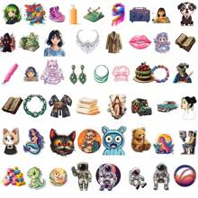 Bộ 52 miếng dán Graffiti hoạt hình cho hành lý, máy tính xách tay, đàn guitar, tự làm - Nhiều màu - Xem 12