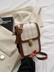Bolso bandolera rectangular marrón con bolsa para teléfono y monedero, para mujeres