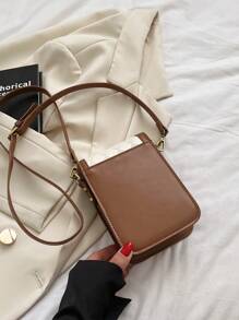 Bolso bandolera rectangular marrón con bolsa para teléfono y monedero, para mujeres