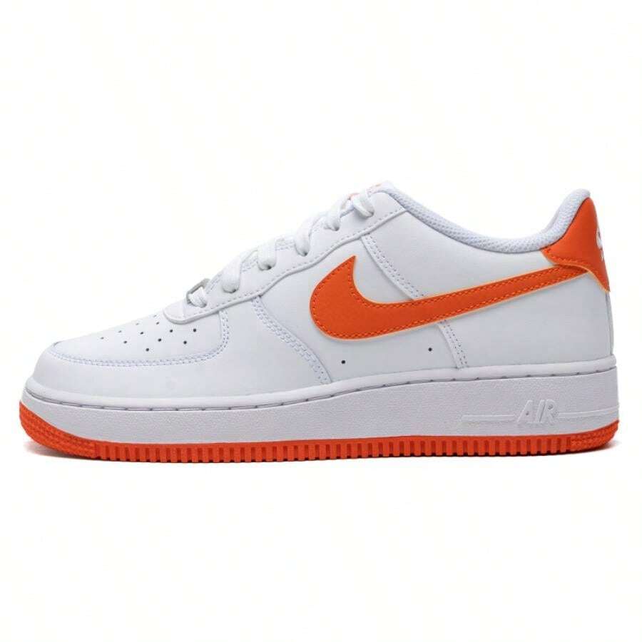 Nike Giày thể thao dành cho thanh thiếu niên, giày thường ngày cổ thấp AIR FORCE 1 BG. - màu trắng/màu cam bắt mắt - Xem 1