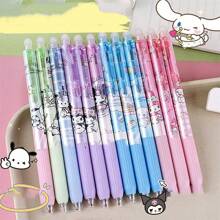 Sanrio Sanrio 6pcs/12pcs Hello Kitty & Kuromi & Melody & Cinnamoroll & Pochacco Erasable/Not Erasable Gel Cute Pens With Cute Moyi Design, The Erasable Pen Is Blue Ink, And The Non-Erasable Pen Is Black Ink,Retractable,Officesupplies,0.5mm Erasable Gel Pens, Good At Writing Quick-Drying, Press The Pen Neutral Pen