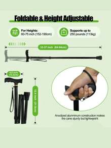 1 件轻质铝合金折叠登山杖，户外徒步手杖 - 彩色 - 查看 3