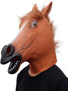 1pc Horse Mask Party Costume Headpiece, Adult Men Masquerade Mask (Brown), Party Costume Mask, Halloween, Christmas Toy