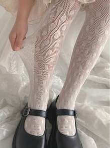 2pcs Girls' Hollow-Out Mesh Pantyhose, Thin Spring/Summer Style - Multicolor - View 5