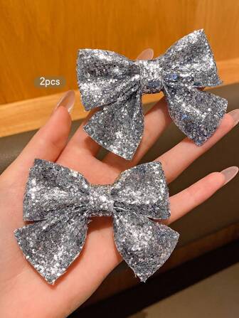 2pcs Golden Bowknot Hair Clips, Sweet Fashion Hair Accessories Suitable For Everyday Use