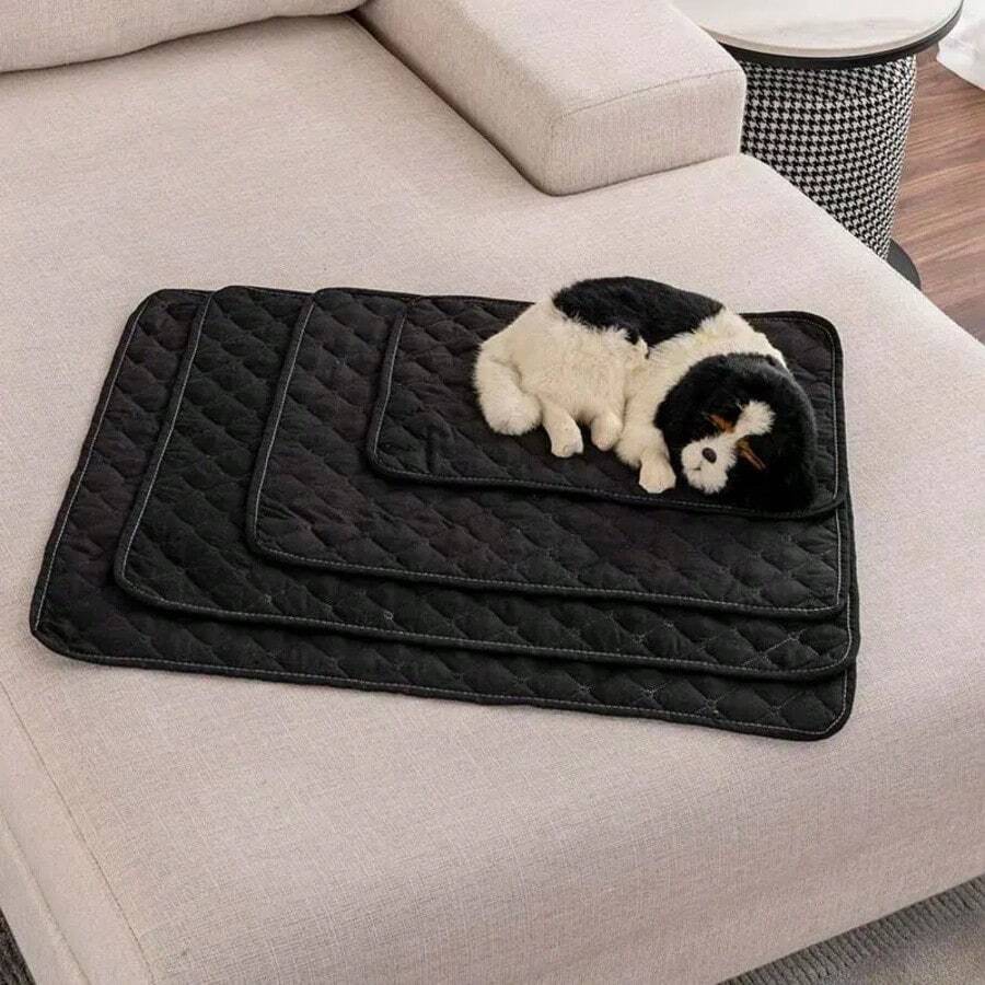 Alfombra de cama para mascotas, cubierta de pañal reutilizable para perros, funda de sofá lavable, protector de muebles, manta para mascotas, cubierta de asiento de coche para gatos - Negro - Ver 1