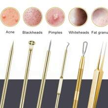 Set de 4/5/7/9 piezas de herramientas de acero inoxidable para extracción de acné y puntos negros, sin olor, para limpieza facial con puntas para piel normal, extractor de espinillas, puntos blancos y quistes para nariz y rostro