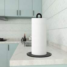 Weighted Paper Towel Holder Countertop Stainless Steel Napkin Holder For Large Roll Free Standing Paper Towel Roll Holder With Heavy Base Standing Vertical Paper Holder For Kitchen Rv (Black) - Black - View 6