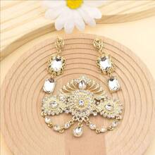 3pcs Elegant Women Brooch Earrings Set, Arabic Moroccan Bridal Jewelry Set, Hollow Floral Square Pendant, Suitable For Traditional New Year Festivals