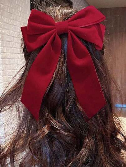 Fecho de cabelo decorado com laço sólido para penteado diário, adequado para campus, namoro, férias, viagens diárias, bonitinho