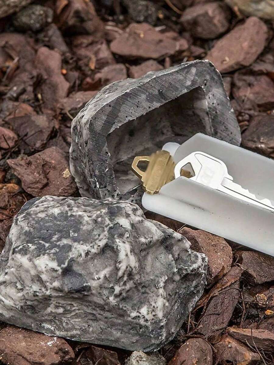 Outdoor Hidden Key Box Outdoor Courtyard Hidden Key Box Door Key Box Simulation Stone Decoration Simulation Stone - Grey - View 1