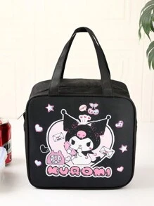 Sanrio Borsa termica per il pranzo con personaggio cartoni animati Kuromi - Borsa isolante impermeabile in tela con simpatico design kawaii, perfetta come borsa da viaggio per donne e ragazze, in cucina, come regalo di Natale o per il ritorno a scuola