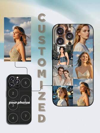 1pc Customizable TPU Black Phone Case Compatible With Apple/Redmi/OPPO, Suitable For Storing 7 Daily Photos Of Friends, Family, Babies, Pets, Cartoons, Landscapes, Beaches, Swimming, Flowers, Fashion. Colorful, Matching Phone Case, Minimalist, Retro Customized, Personalized, Unique, Ideal Gift For Boyfriend, Stylish, Colorful, Vintage, Cute, Contracted, Funny, Ideal Gifts For Him, Ideal Gifts For Her, Boyfriend, Girlfriend, Family, Friends, Grandparents, Couple, For Anniversaries, For Birthdays