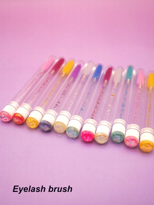 1pc/2pcs/4pcs/5pcs Transparent Crystal Colorful Tube Eyelash & Eyebrow Brush, Portable Lash Extension Tool For Travel