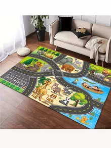 1 件中东畅销 3D 卡通可爱地毯，适用于客厅、卧室、入口垫、新年礼物、防尘防滑可机洗时尚家居装饰地毯、可爱宠物玩具垫 - 彩色 - 查看 2