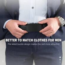 1 条可定制男士人造皮革休闲腰带，带自动金属扣 - 时尚商务配饰，适合作为圣诞节、感恩节、情人节和其他节日的个性化礼物 - 黑色 - 查看 4