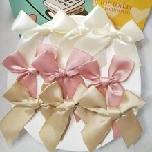 20pcs Solid Color Ribbon Bows & Flowers, Handmade DIY Hair Accessories, Suitable For Gift Wrapping, Phone Cases, Clothing Decorations - Multicolor - View 2