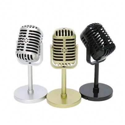 Vintage Microphone Prop Angle Adjustable Retro Plastic Fake Microphone Decorative Party Favors Live Performance Home Bar Ornaments