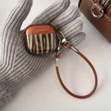 Funda retro marrón con rayas onduladas para auriculares de 4ta generación, funda protectora compatible con auriculares inalámbricos de 3ra generación, 2da generación con pendiente semi-transparente de nueva versión, carcasa anti-caída para auriculares Pro 2