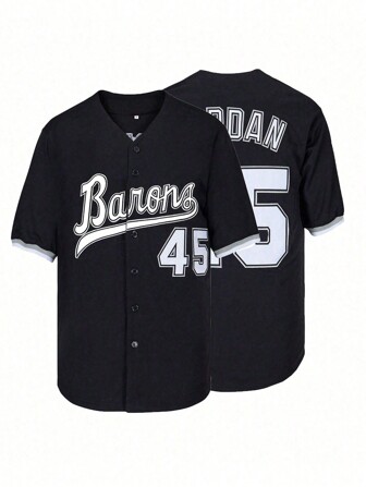 ST John's Shamrocks 90s Outfit For Men Barons #45 Hip Hop Clothes Baseball Jersey Shirts For Party Baseball Gift Elastic Fabric - Delicate Embroidery Retro Sports Style,Fashionable, Casual, Loose Front Buckle, Suitable For Baseball And Casual Themed Activities Baseball Shirt